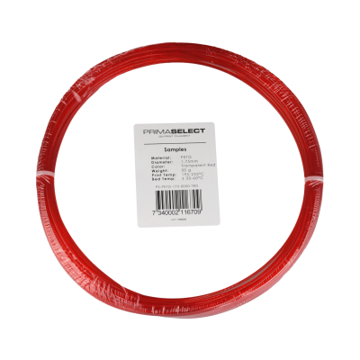 PrimaSelect PETG - 1.75 mm - 50 g - Skaidri raudona spalva-PET-G