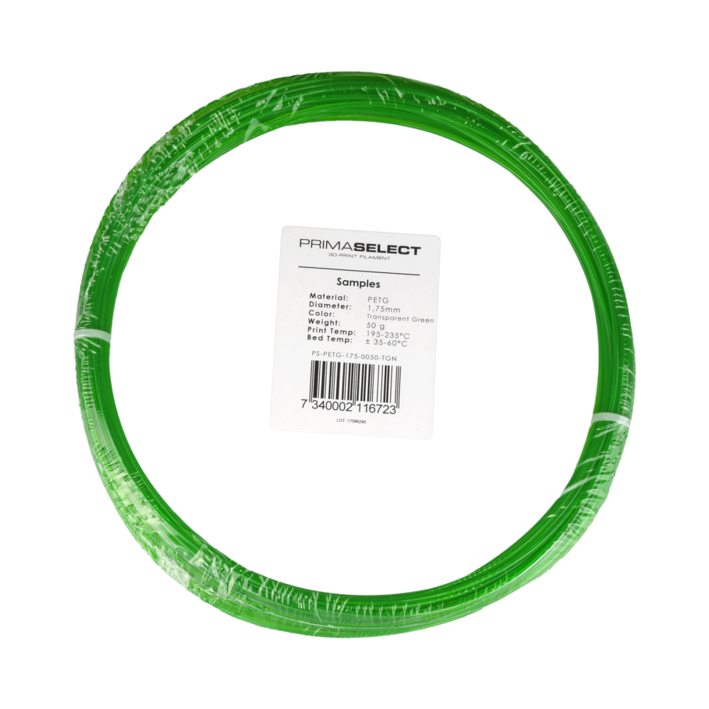 PrimaSelect PETG - 1.75 mm - 50 g - Skaidri žalia spalva-PET-G PrimaSelect PETG - 1.75 mm - 50 g - Skaidri žalia spalva-PET-G