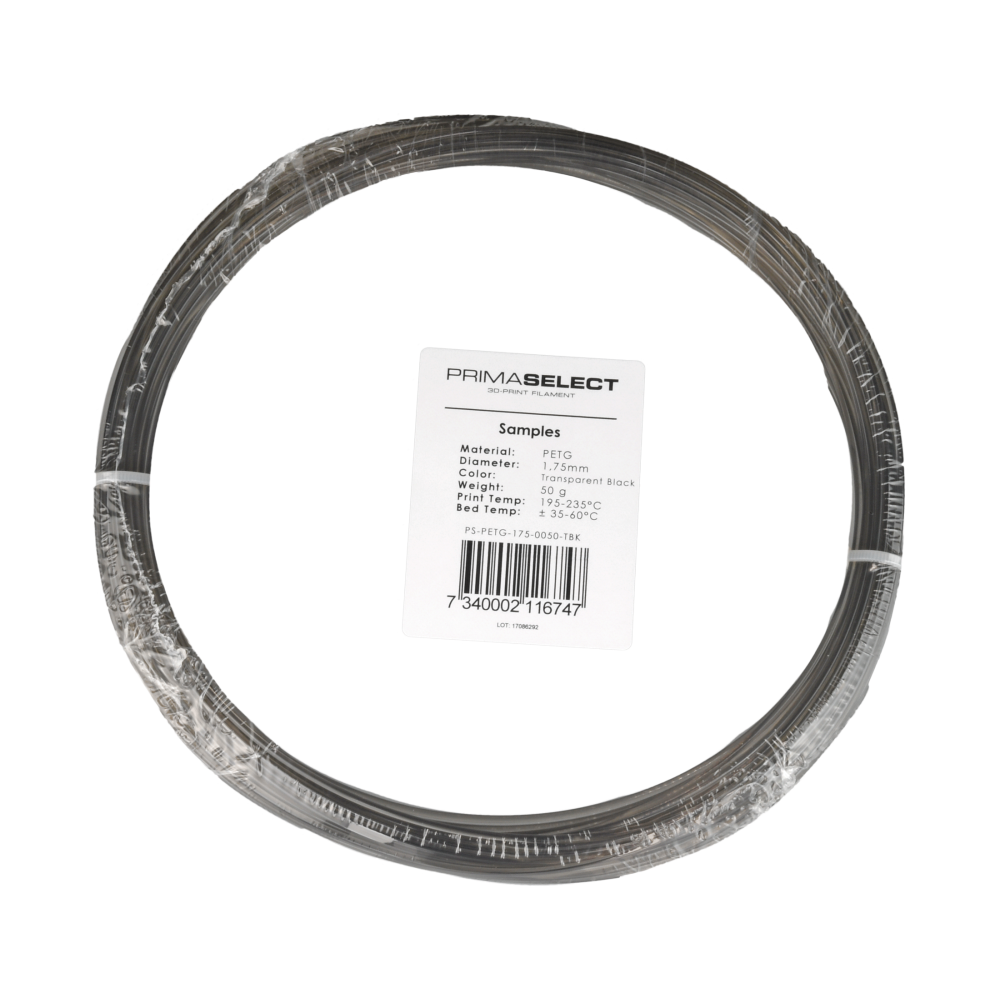 PrimaSelect PETG - 1.75 mm - 50 g - Skaidri juoda spalva-PET-G PrimaSelect PETG - 1.75 mm - 50 g - Skaidri juoda spalva-PET-G