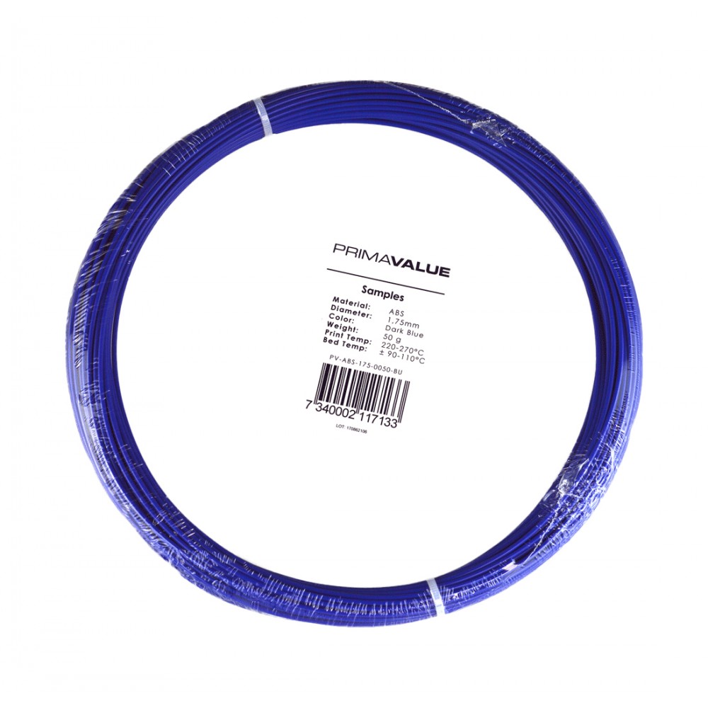 PrimaValue ABS - 1.75 mm - 50 g ritė - Mėlyna-ABS PrimaValue ABS - 1.75 mm - 50 g ritė - Mėlyna-ABS