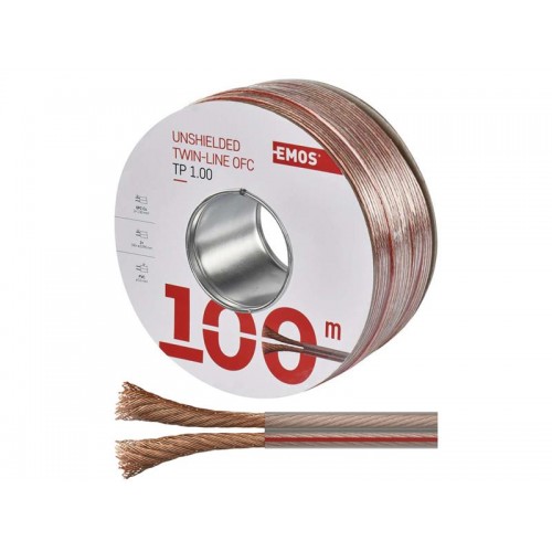 Garsiakalbio kabelis 2x1,0 mm skaidrus, 100 m-Garsiakalbių