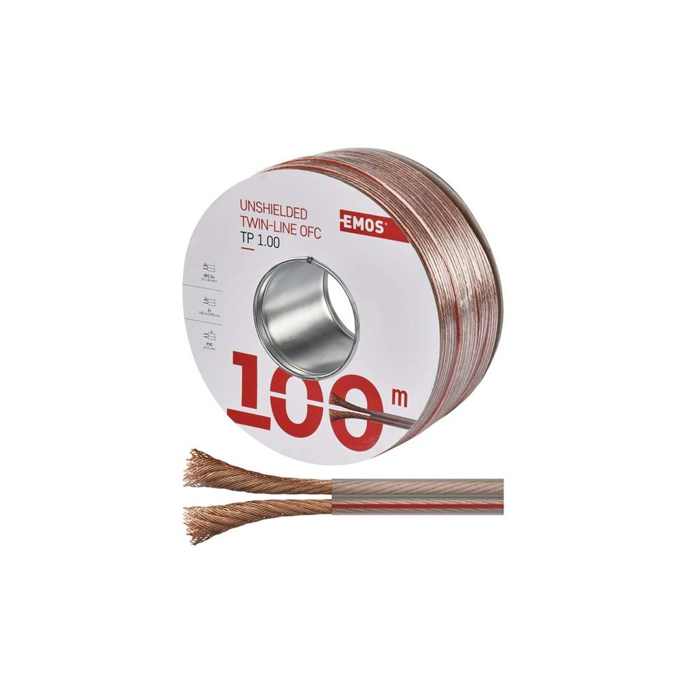 Garsiakalbio kabelis 2x1,0 mm skaidrus, 100 m-Garsiakalbių