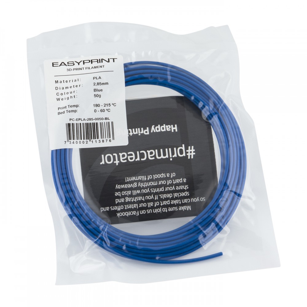 "EasyPrint PLA" pavyzdys - 2.85 mm - 50 g - Mėlyna-Prino "EasyPrint PLA" pavyzdys - 2.85 mm - 50 g - Mėlyna-Prino