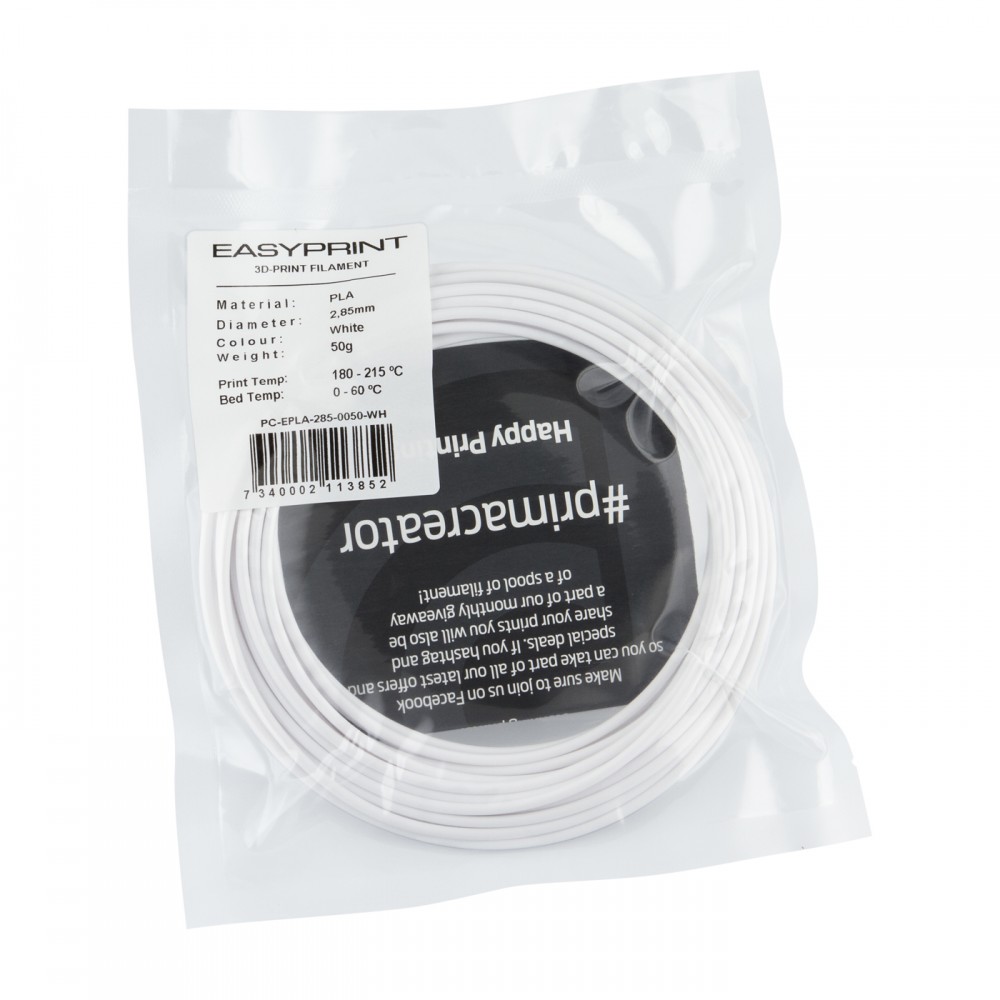 "EasyPrint PLA" pavyzdys - 2.85 mm - 50 g - Balta-Prino "EasyPrint PLA" pavyzdys - 2.85 mm - 50 g - Balta-Prino