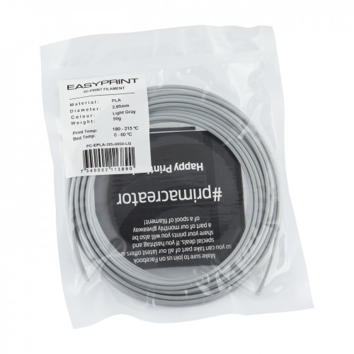 "EasyPrint PLA" pavyzdys - 2.85 mm - 50 g - Šviesiai pilka-Prino