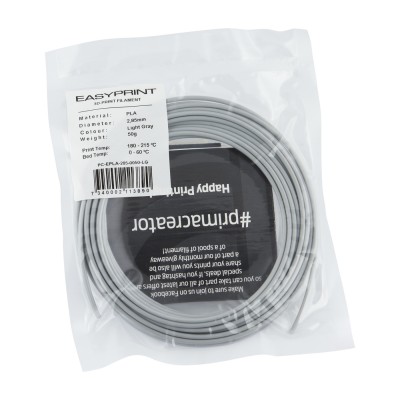 "EasyPrint PLA" pavyzdys - 2.85 mm - 50 g - Šviesiai pilka-Prino