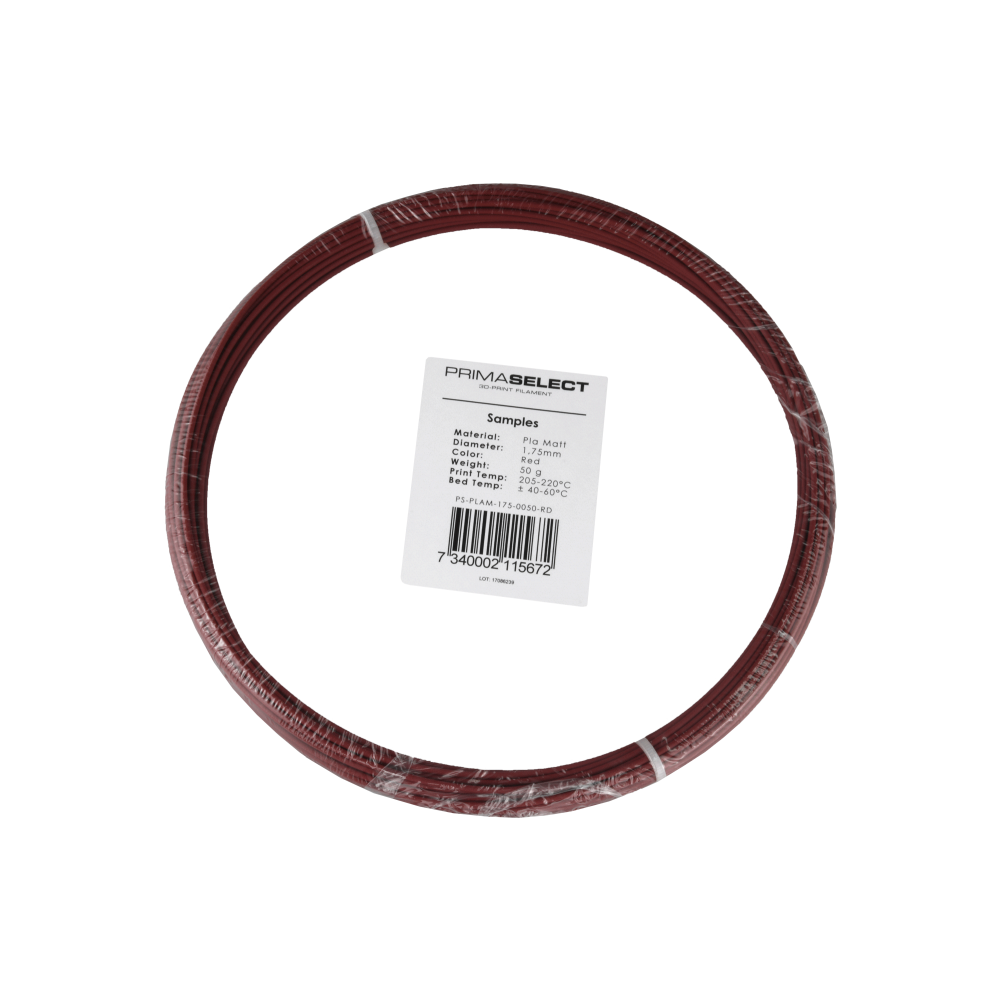 PrimaSelect PLA Matt - 1.75 mm - 50 g - Raudona-Prino PrimaSelect PLA Matt - 1.75 mm - 50 g - Raudona-Prino