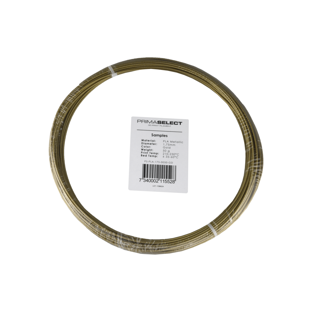 PrimaSelect PLA - 1.75 mm - 50 g - Aukso spalvos metalikas-PLA PrimaSelect PLA - 1.75 mm - 50 g - Aukso spalvos metalikas-PLA