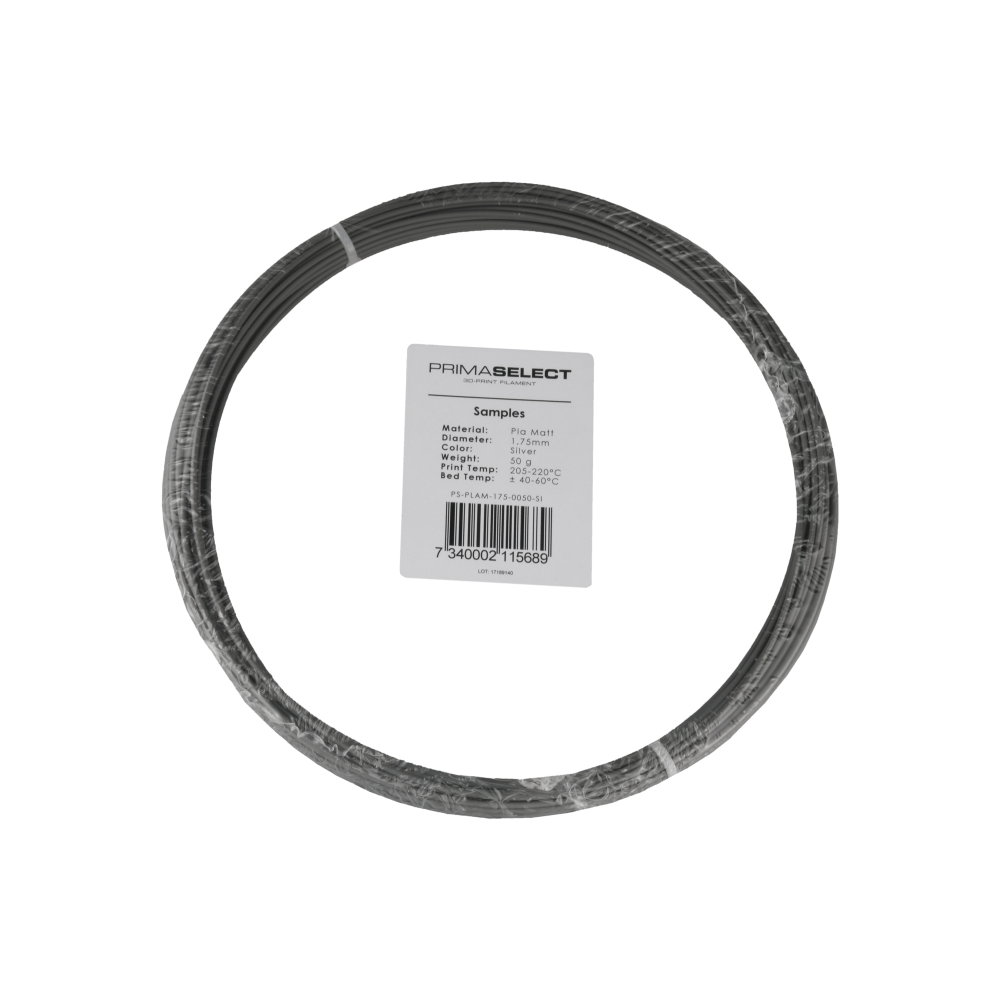 PrimaSelect PLA Matt - 1.75 mm - 50 g - Sidabrinė-Prino PrimaSelect PLA Matt - 1.75 mm - 50 g - Sidabrinė-Prino