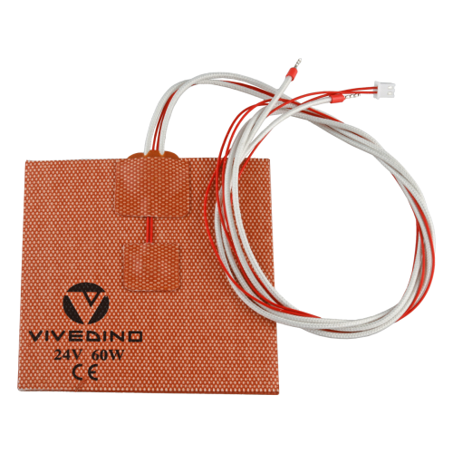 Silikoninis nuolatinės srovės 24 V šildytuvas 100x100 mm 60 W