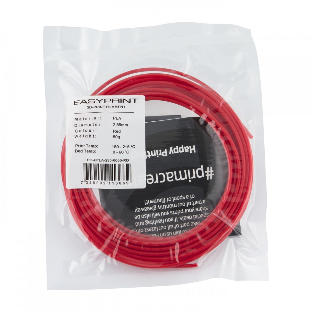 "EasyPrint PLA" pavyzdys - 2.85 mm - 50 g - Raudona-Prino "EasyPrint PLA" pavyzdys - 2.85 mm - 50 g - Raudona-Prino