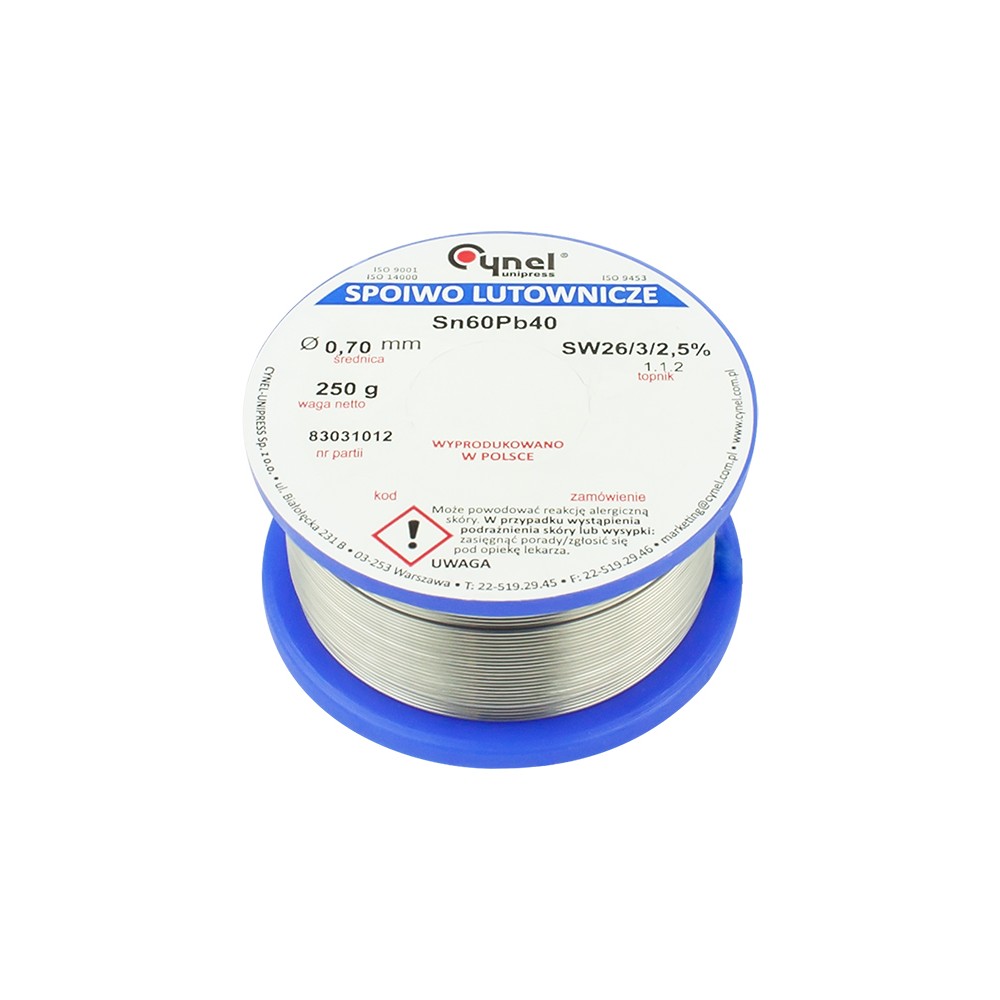 Cyna 0,70/250g/spoiwo LC60-SW26-Lydmetaliai