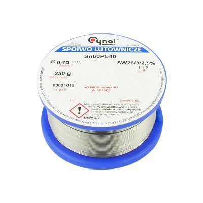 Cyna 0,70/250g/spoiwo LC60-SW26-Lydmetaliai