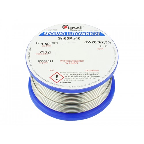 Cyna 1,50/250g/spoiwo LC60-SW26-Lydmetaliai