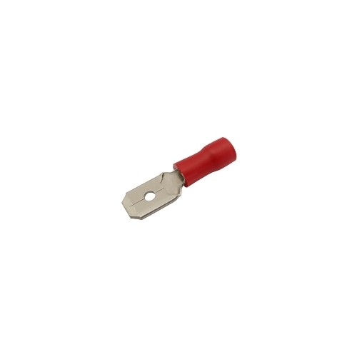 Izoliuotas kištukas 6,3 mm, laidas 0,5-1.5 mm raudonos