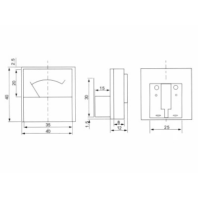 Analog.amper.square meter mini 5A+ šuntai-PROL