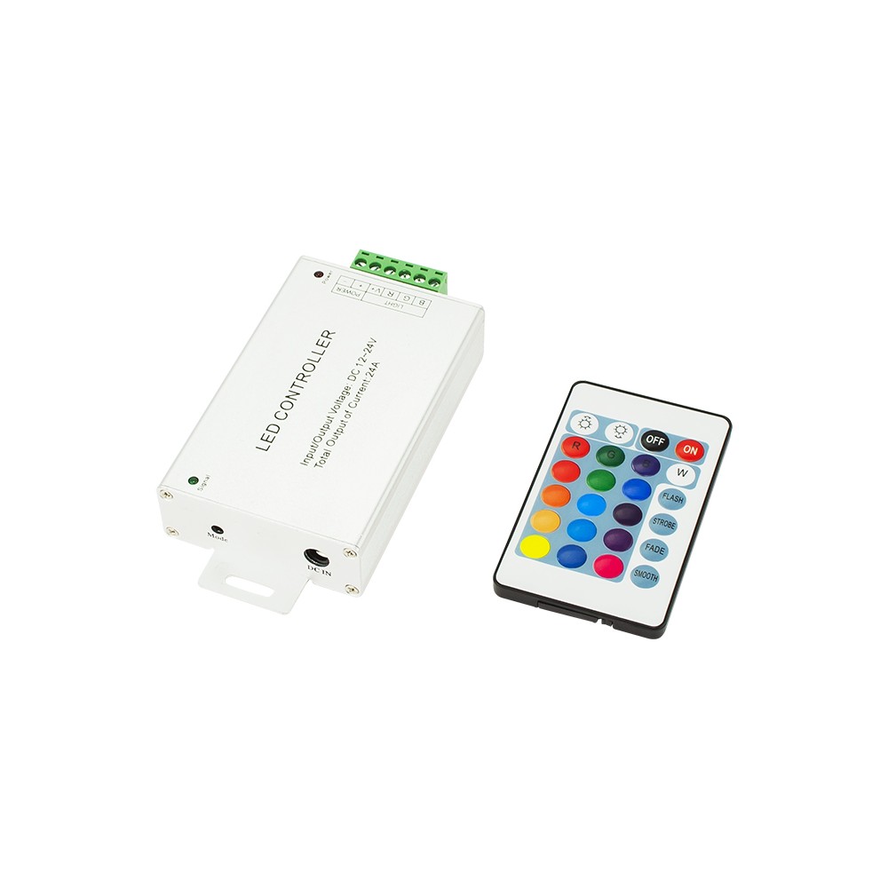 RGB LED juostų valdiklis 24-KEY su IR nuotolinio valdymo