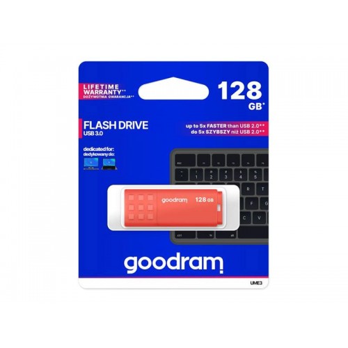 Flash GOODRAM USB 3.0 128GB, balta-oranžinė-USB atmintukai