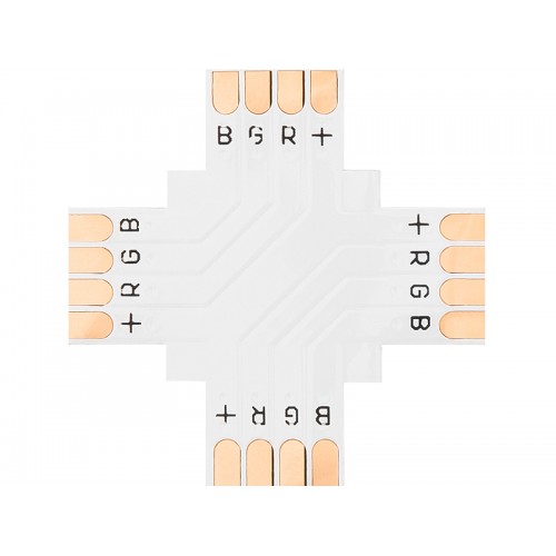 Jungtis "+" tipo 10 mm RGB LED juostelėms-Pagrindinis Jungtis "+" tipo 10 mm RGB LED juostelėms-Pagrindinis