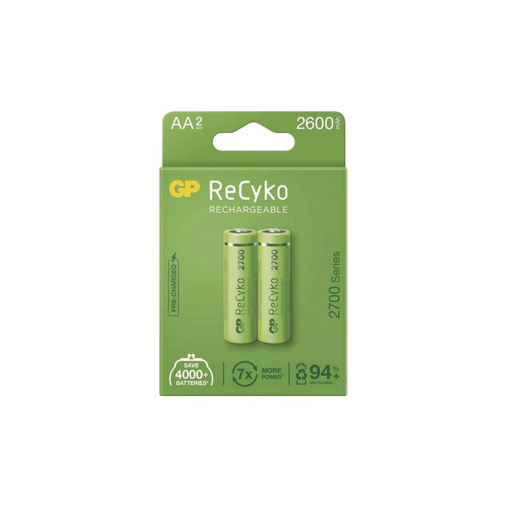 AA (R6) įkraunama 1,2 V/2600 mAh baterija GP Recyko