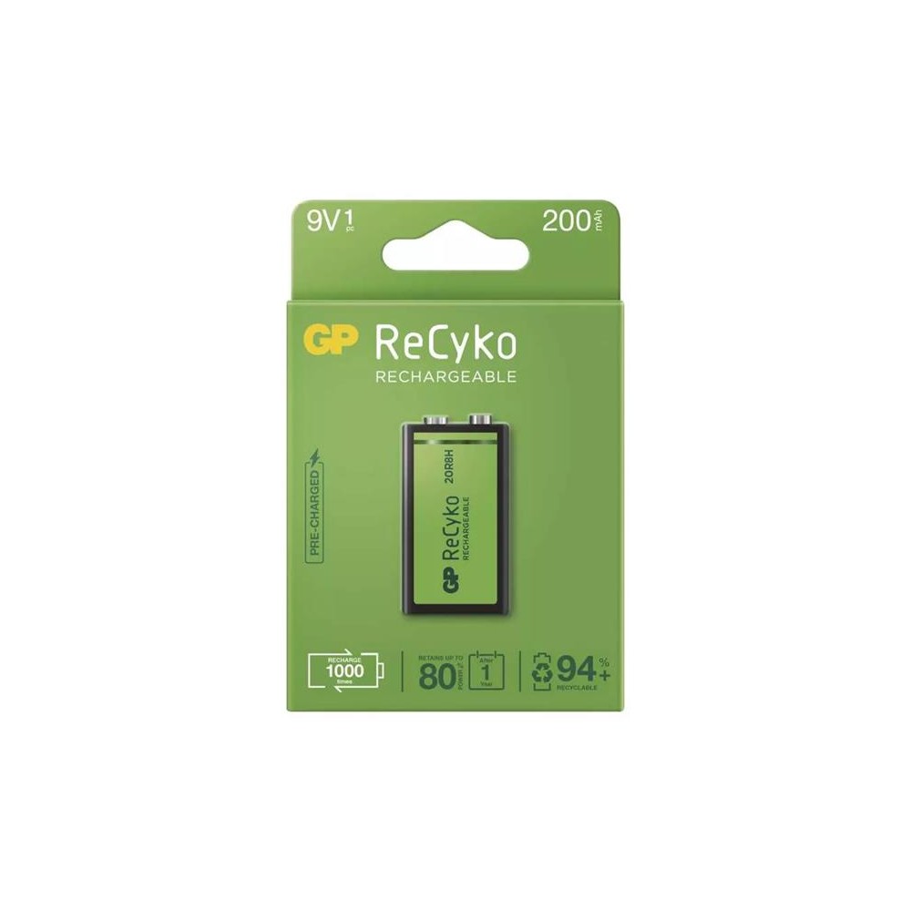 Akumuliatorius 6F22 įkraunamas 9V/200mAh GP Recyko-Įkraunamos