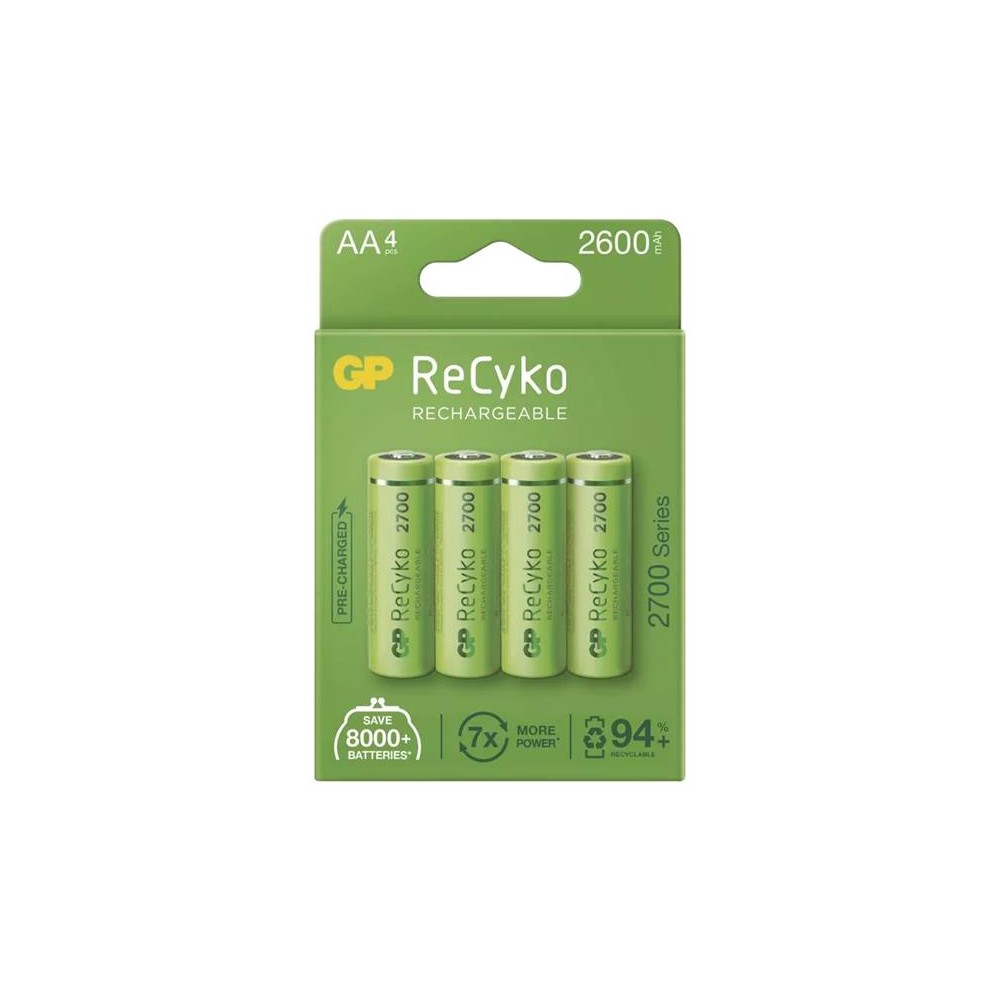 AA (R6) įkraunama 1,2 V/2600 mAh baterija GP Recyko