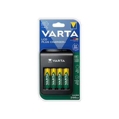 LCD PLUG+4xAA 2100mAh įkroviklis VARTA-NiCd, NiMh, LI-ION