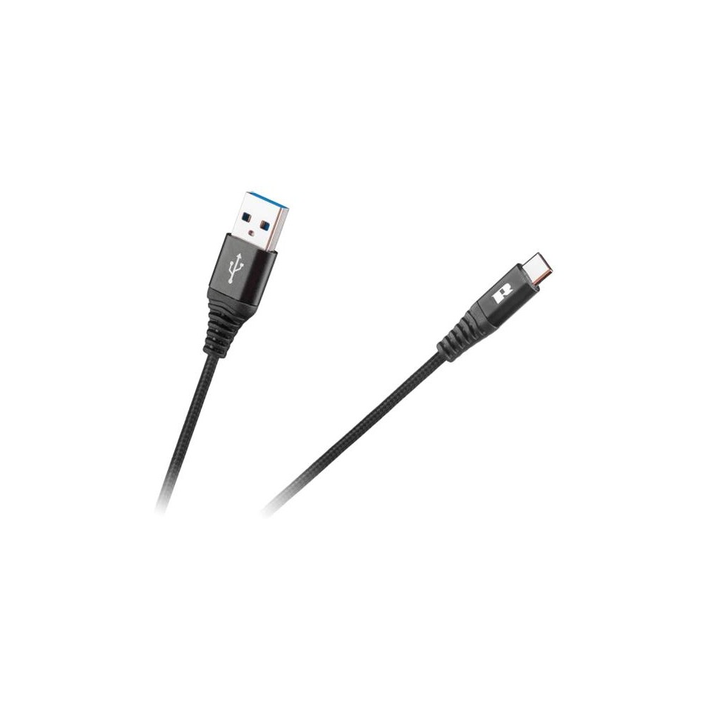 Kabelis REBEL USB/USB-C juodas 1m-Duomenų ir įkrovimo USB