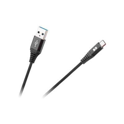 Kabelis REBEL USB/USB-C juodas 1m-Duomenų ir įkrovimo USB