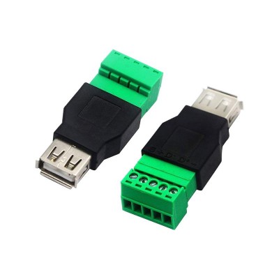 USB-A lizdas su gnybtų bloku-USB jungtys