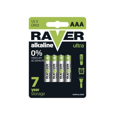 AAA (R03) šarminė baterija RAVER 4vnt-Šarminės baterijos