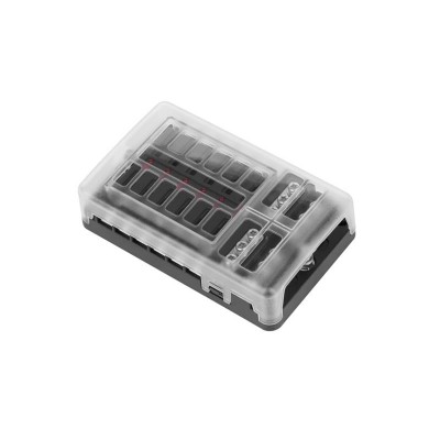 Saugiklių dėžutė FB-12 su neigiama juostele ir LED-Saugiklių