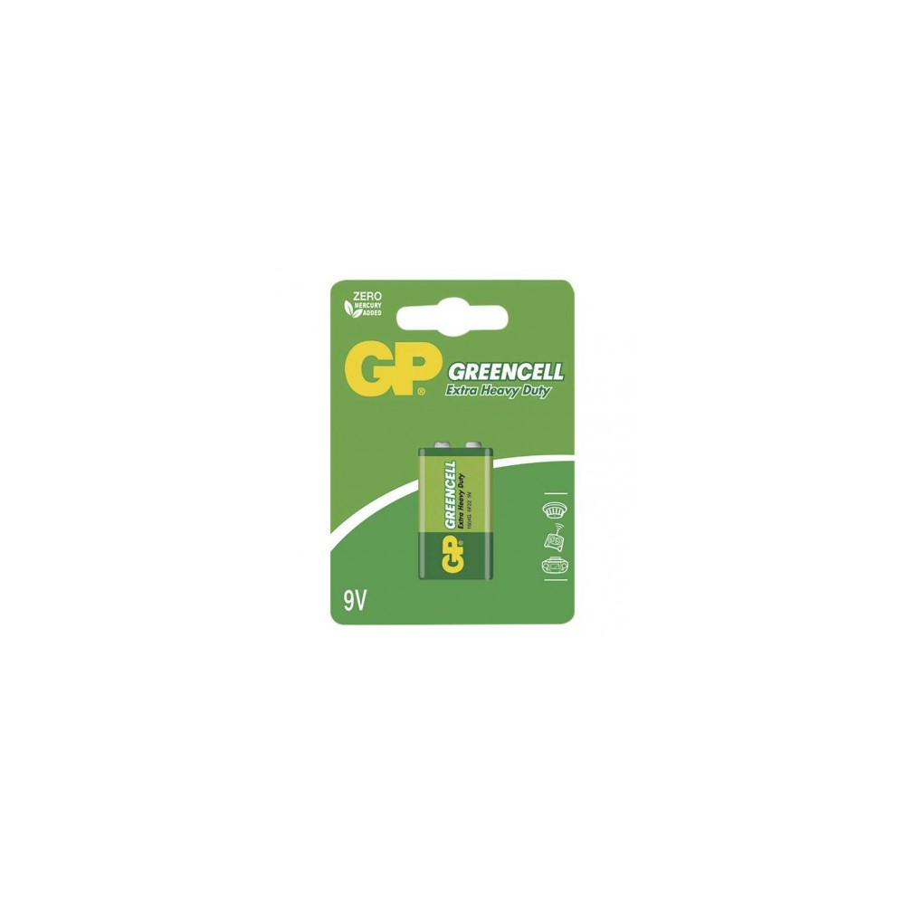 Akumuliatorius 6F22 (9 V) Zn-Cl GP Greencell-ZnCl baterijos