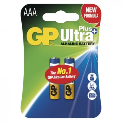 AAA (R03) šarminė baterija GP Ultra Plus Alkaline 2vnt-Šarminės