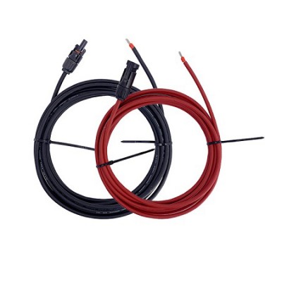 Saulės kabelis 2X10M-4 mm² su MC4 + elektros gnybtu (juodas +