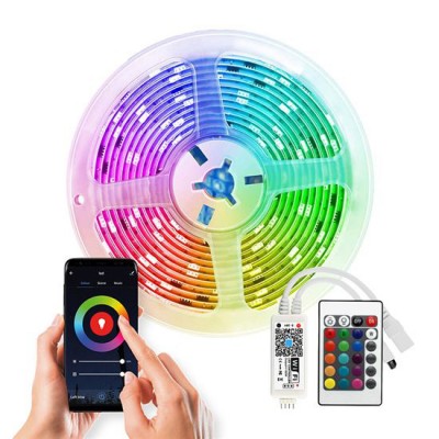 Išmanioji LED juosta 12V 90LED/m IP65 20W/5m RGB SOLIGHT