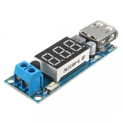 Maitinimo modulis, STEP-DOWN keitiklis 4.5-40V iki 5V/2A, USB +