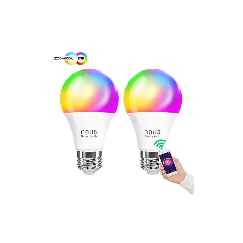 Išmaniųjų LED lempučių rinkinys E27 9W RGB NOUS P3/2pack WiFi