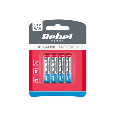 Baterija AAA LR03 šarminė REBEL Alkaline Power 4BP