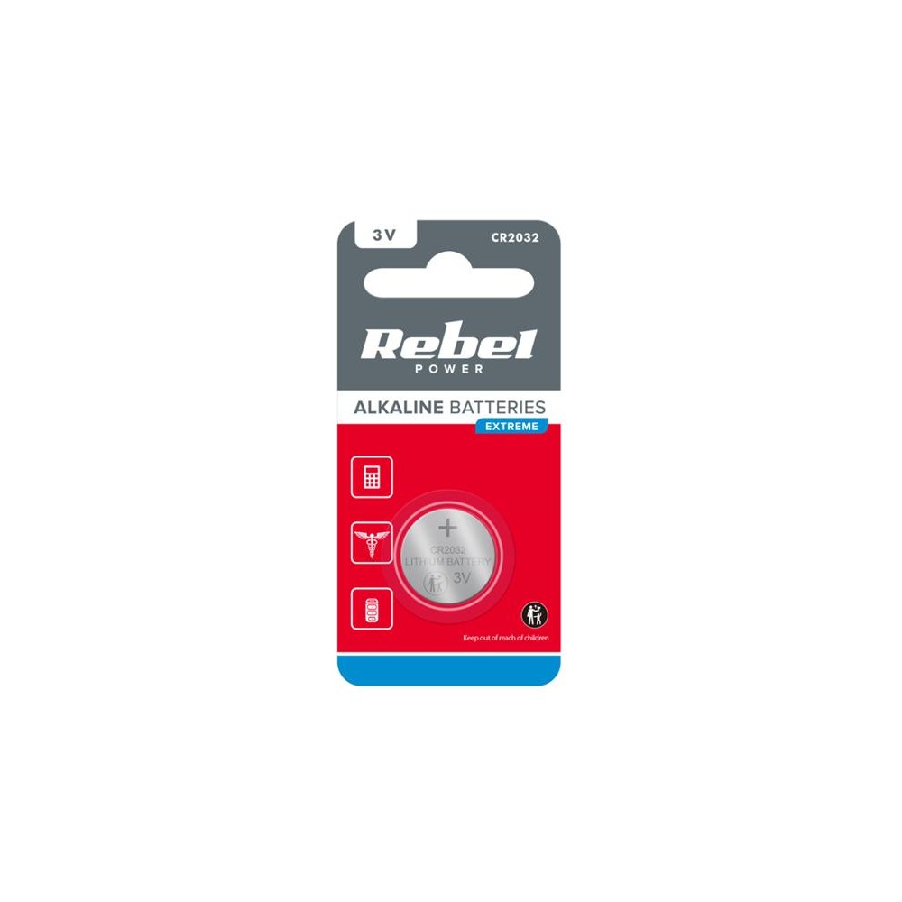 Baterija CR2032 REBEL EXTREME 1 vnt. / bl.-Tabletės baterijos Baterija CR2032 REBEL EXTREME 1 vnt. / bl.-Tabletės baterijos