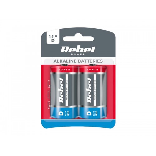 D (R20) šarminė baterija REBEL Alkaline Power 2BP