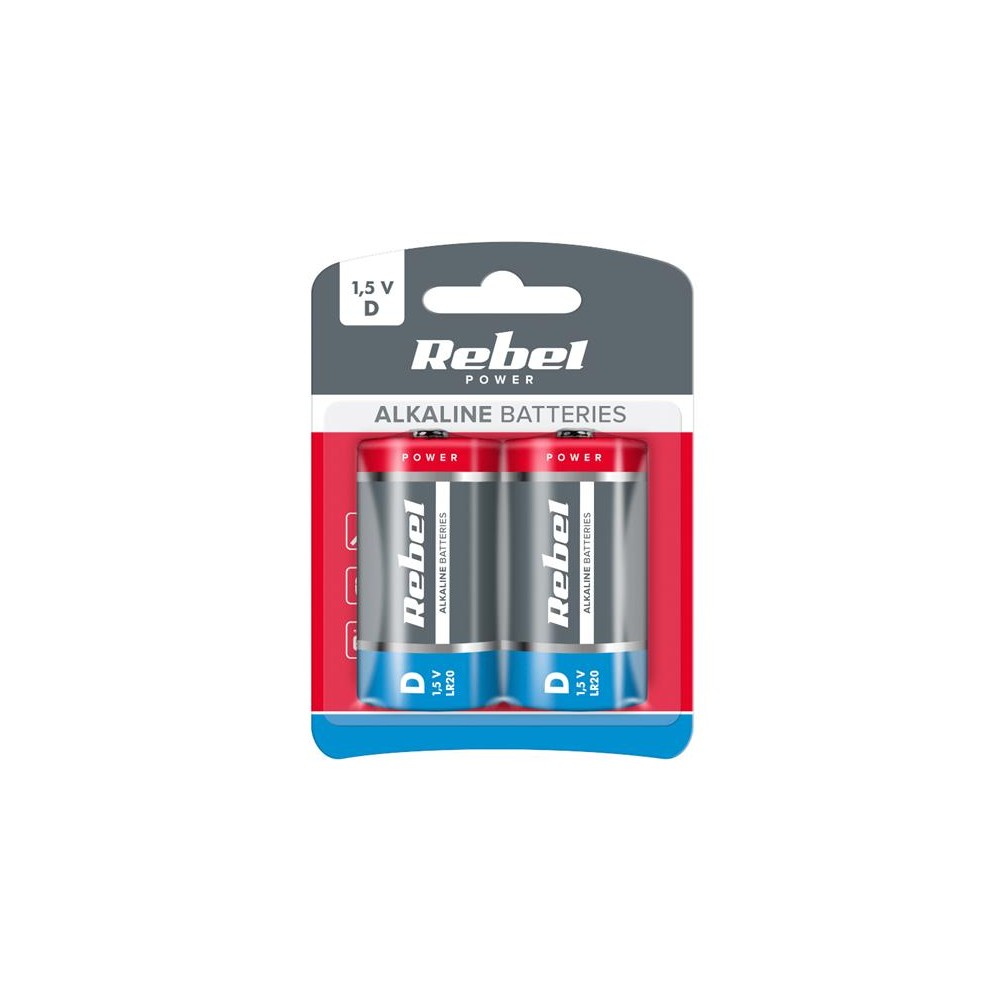 D (R20) šarminė baterija REBEL Alkaline Power 2BP