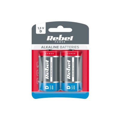 D (R20) šarminė baterija REBEL Alkaline Power 2BP