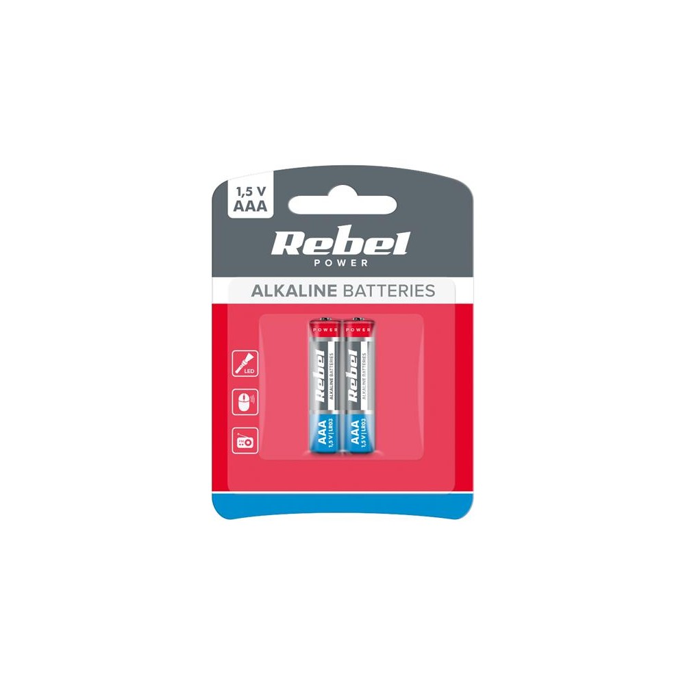 AAA (R03) šarminė baterija REBEL Alkaline Power 2BP