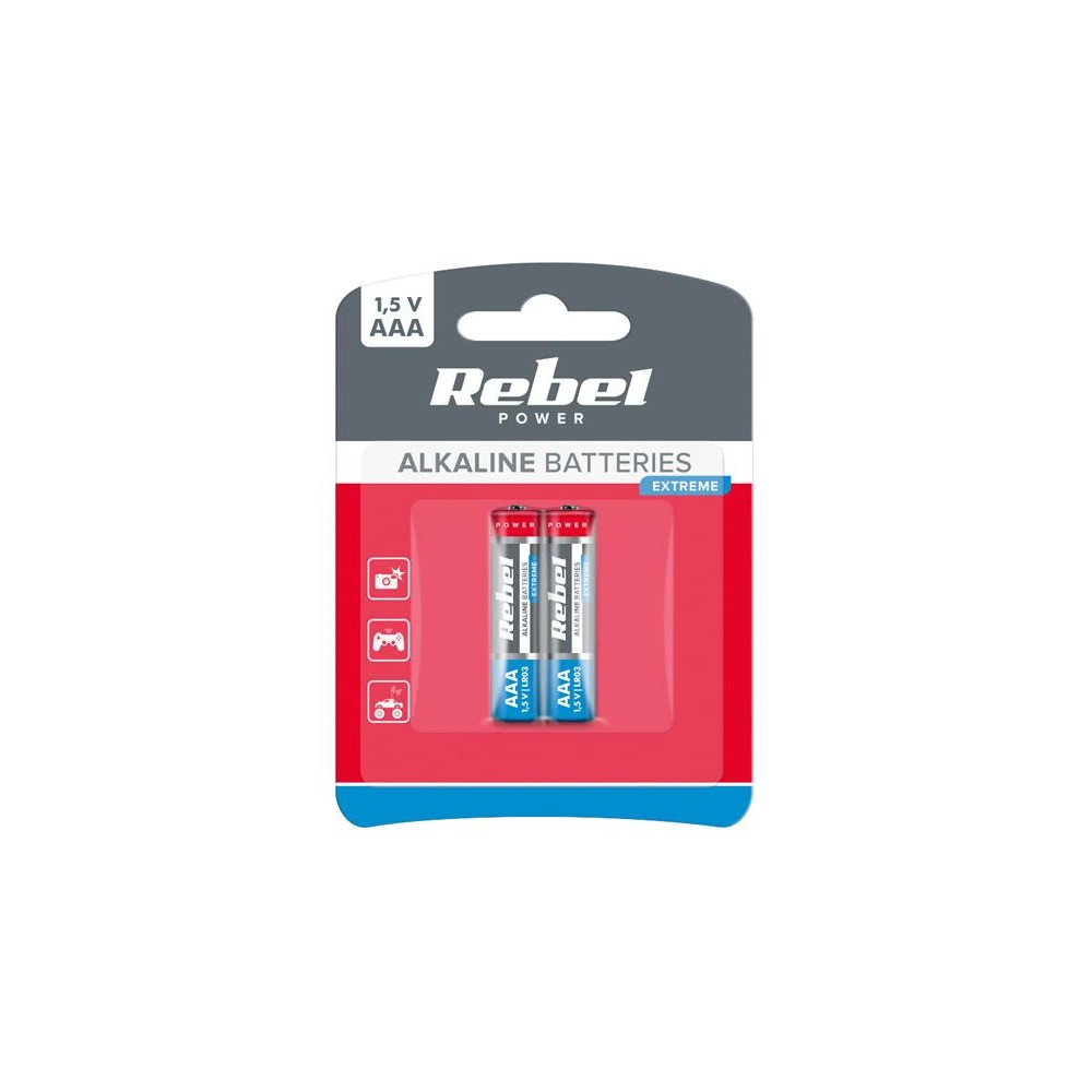 AAA (R03) šarminė baterija REBEL EXTREME Alkaline Power 2BP