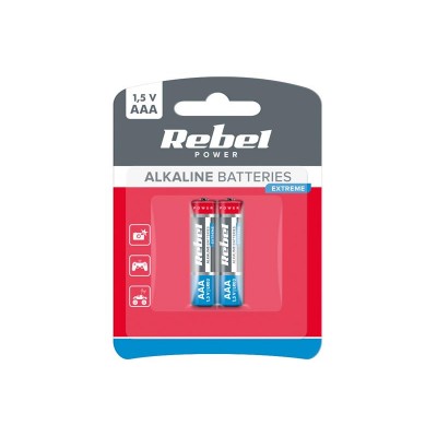 AAA (R03) šarminė baterija REBEL EXTREME Alkaline Power 2BP