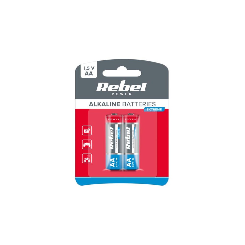 AA (R6) šarminė baterija REBEL EXTREME Alkaline Power 2BP