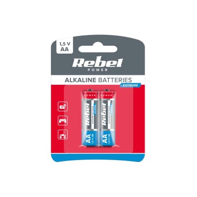 AA (R6) šarminė baterija REBEL EXTREME Alkaline Power 2BP
