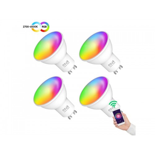 Išmaniųjų LED lempučių rinkinys GU10 4,5W RGB NOUS P8/4pack