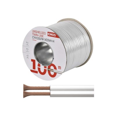 Garsiakalbio kabelis 2x1,5 mm baltas/baltas, 100 m-Dvigubi